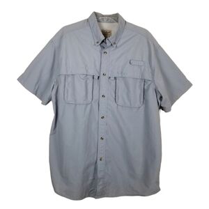 LL Bean Men's Tropiwear Short Sleeve Button Down Fishing Shirt Gray Size Large